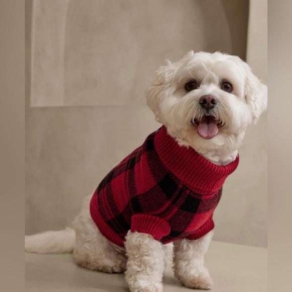 Banana Republic Other - BANANA REPUBLIC Lg Red Plaid Dog Sweater